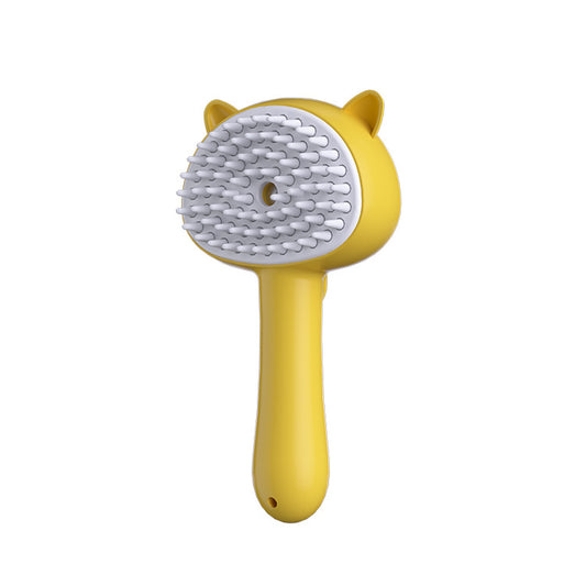 Multifunctional Rechargeable Hair Cleaning Brush with Mist for Cats and Dogs - Yellow