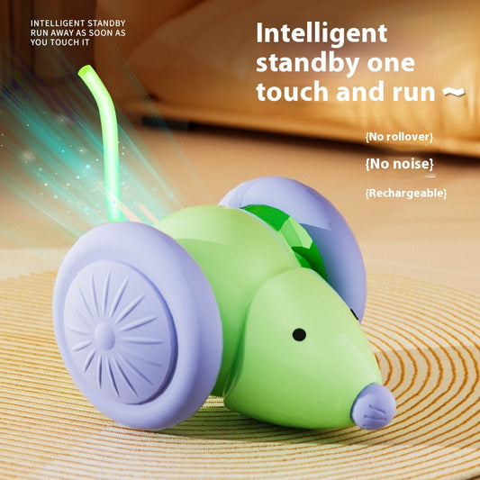 Interactive Electric Cat Toy Mouse with Intelligent Obstacle Avoidance - Green