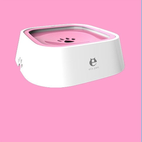 1.5L Pink Cat Dog Floating Water Bowl Slow Feeder Anti-Overflow Pet Fountain