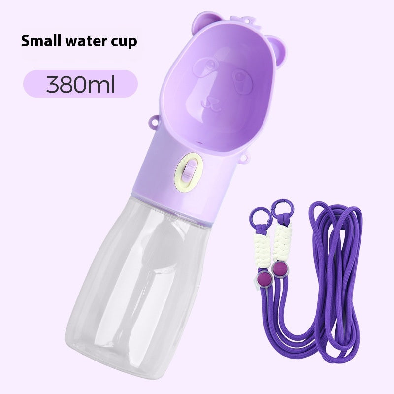 2 In 1 Portable Dog Water Bottle with Food Container - 380ML Purple