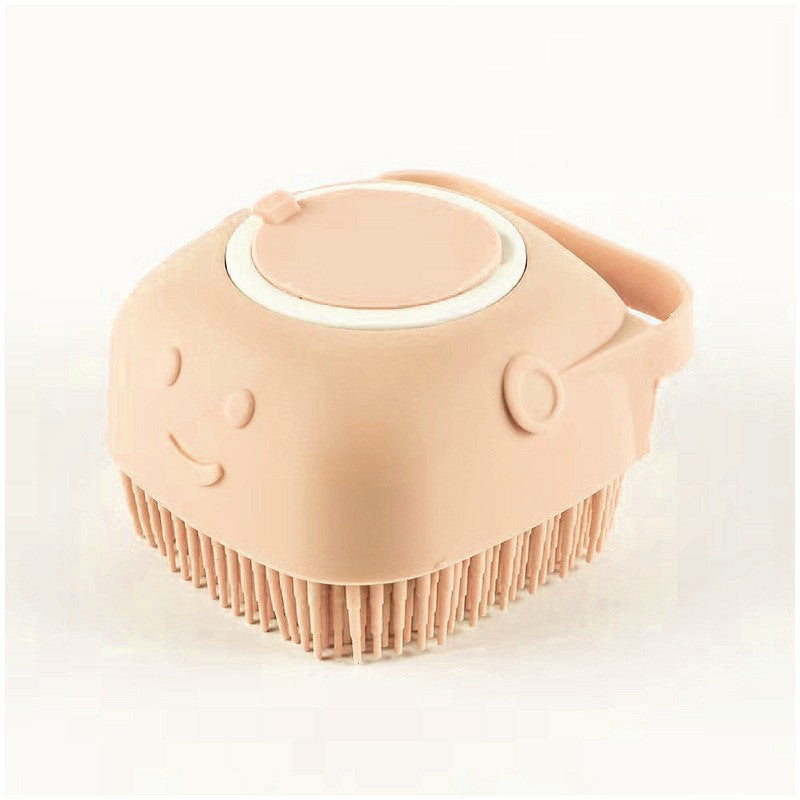 Silicone Dog Bath Massage Gloves Brush for Pet Grooming - Pink, Round Shape