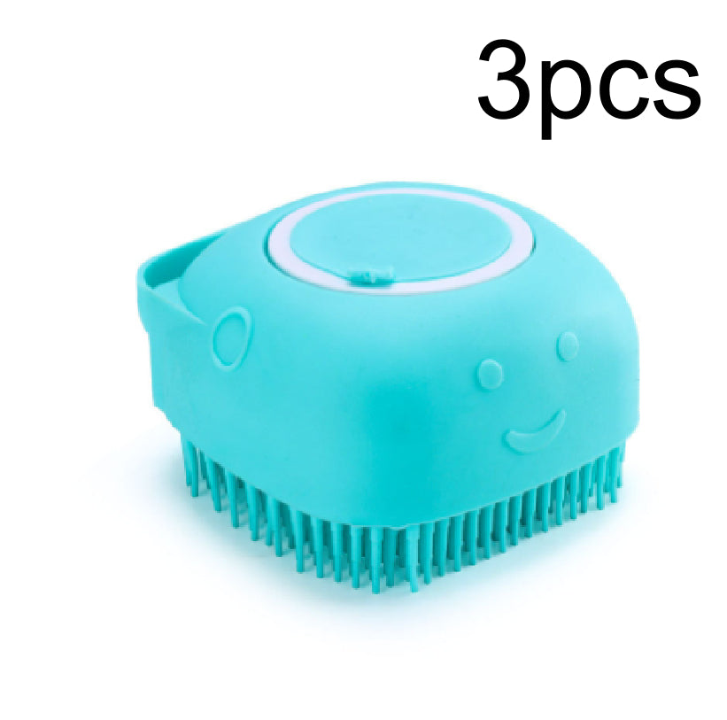 Silicone Dog Bath Massage Gloves Brush for Pet Grooming - Pink, Round Shape
