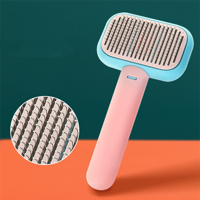Pet Cat Dog Hair Brush Hair Massage Comb Stainless Steel Grey 1PCS