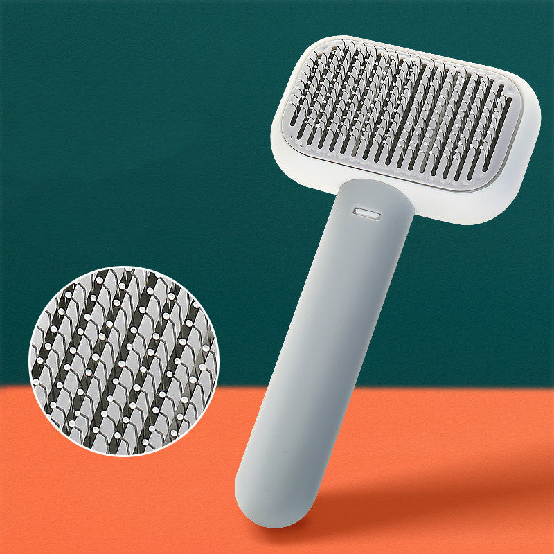 Pet Cat Dog Hair Brush Hair Massage Comb Stainless Steel Grey 1PCS