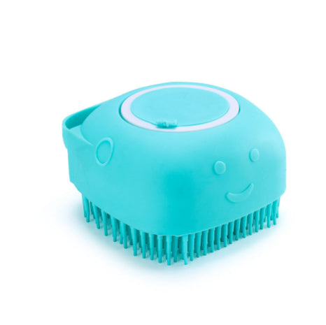 Silicone Dog Bath Massage Gloves Brush for Pet Grooming - Pink, Round Shape