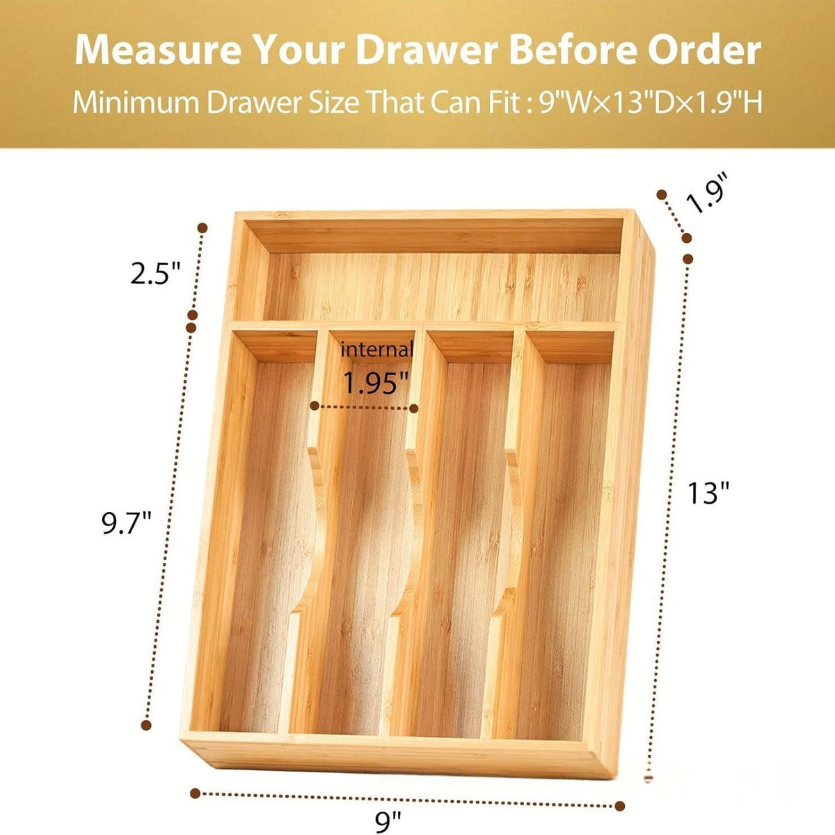 Wooden Minimalist Home Kitchen Drawer Organizer Box